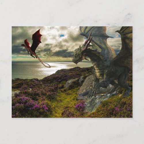 Magical Dragon Ocean Cliff Postcard