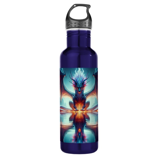 Magical Dragon Reflection Ai Art Stainless Steel Water Bottle (Front)