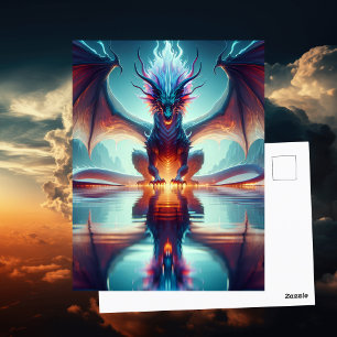 Magical Dragon Reflection Saying Hi Postcard