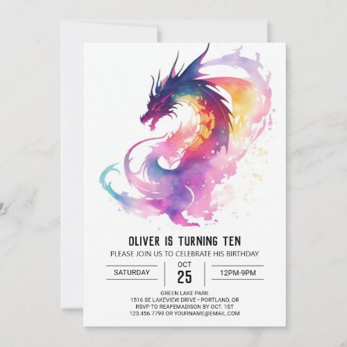 Magical Dragon Tale Birthday Invitation