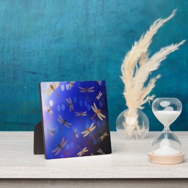 Magical Dragonflies On Blue, Plaque (Insitu)