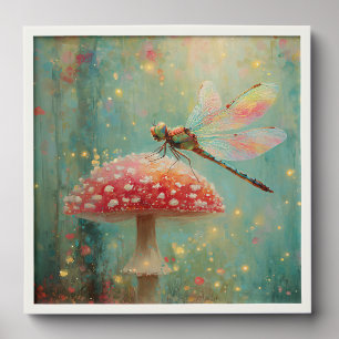 Magical Dragonfly on a Mushroom Peel And Stick Photo Tile