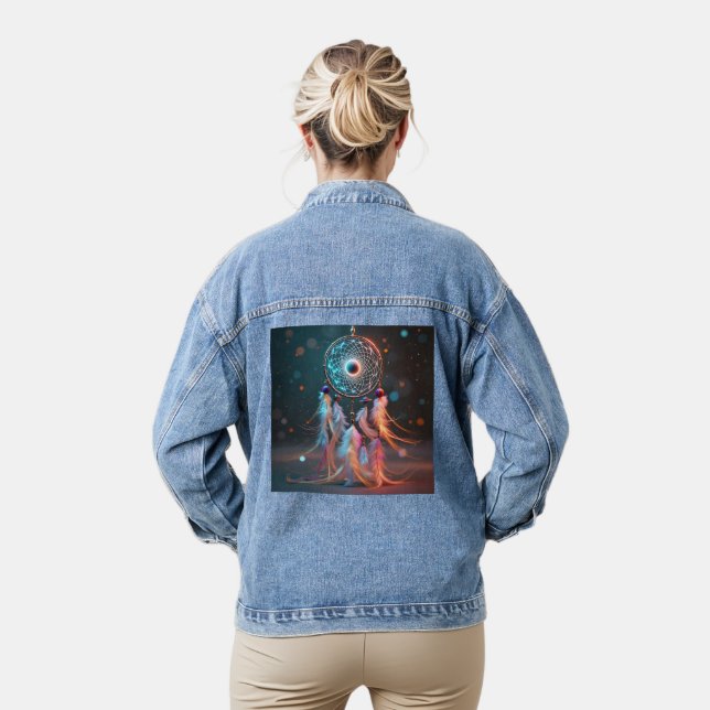 Magical Dream Catcher Denim Jacket - Boho Chic (Model)