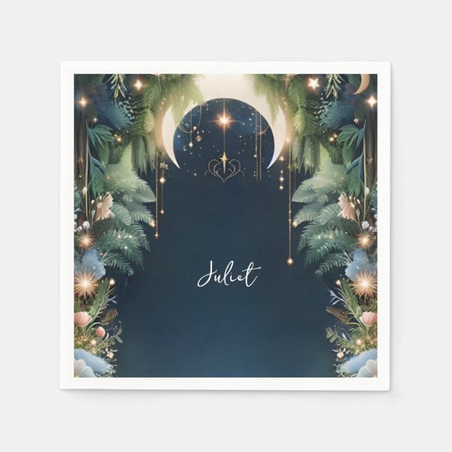 Magical Dream Mystical Stars Moon Bridal Shower Napkins (Front)