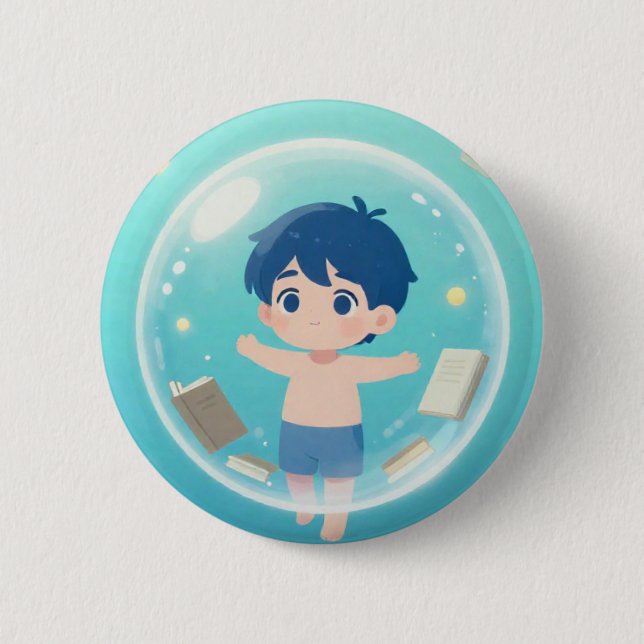 Magical Dreamer: Little Boy in a Bubble with Float Button (Front)