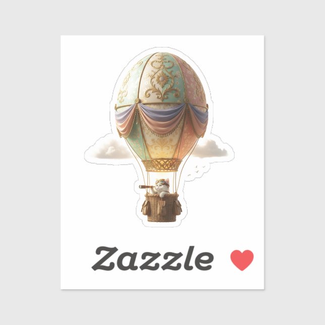 Magical Easter Cat Hot Air Balloon Egg Journey  Sticker (Sheet)