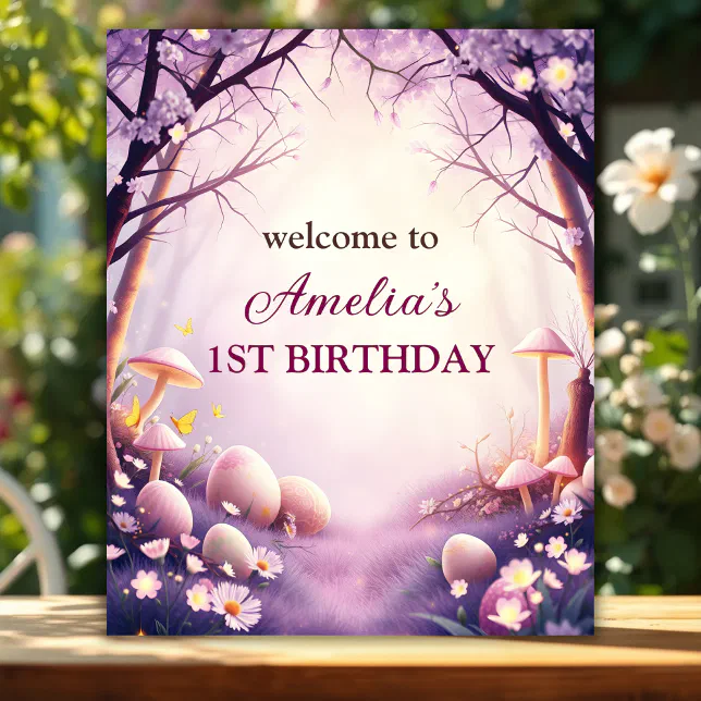 Magical Easter Themed 1st Birthday Welcome Sign | Zazzle