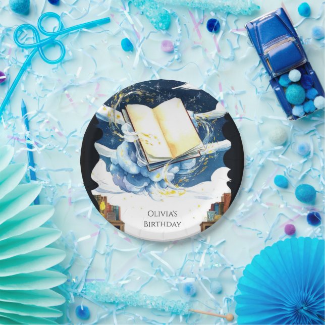 Magical Editable Library Storybook Birthday Paper Plates (Party)