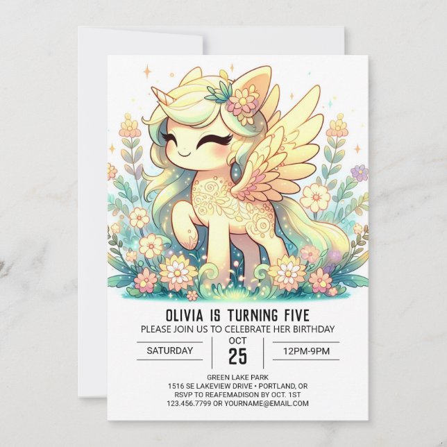 Magical Editable Unicorn Digital Birthday Invitation (Front)