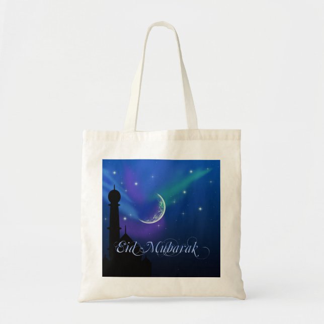 Magical Eid Night - Islamic Greeting Budget Tote Bag (Front)