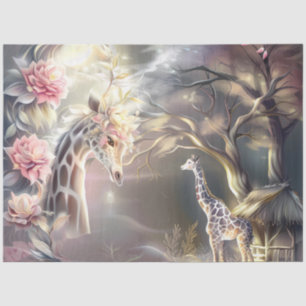 Magical Elegant Floral Giraffe Decoupage Tissue Paper