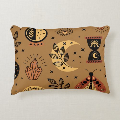 Magical Elements Enchanting Seamless Pattern Accent Pillow