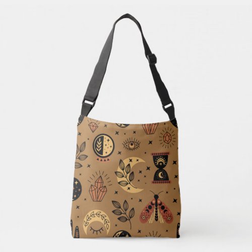 Magical Elements Enchanting Seamless Pattern Crossbody Bag