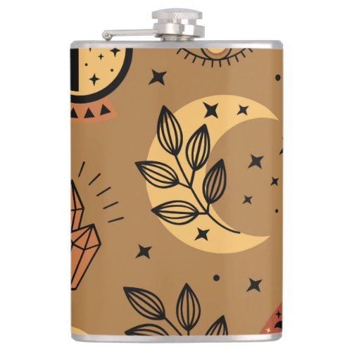 Magical Elements Enchanting Seamless Pattern Flask