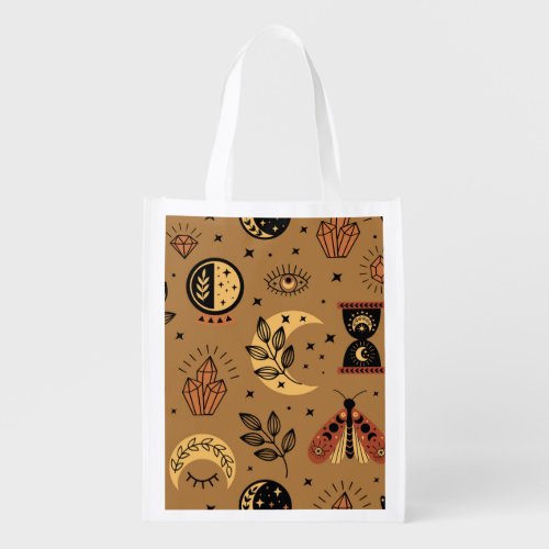 Magical Elements Enchanting Seamless Pattern Grocery Bag