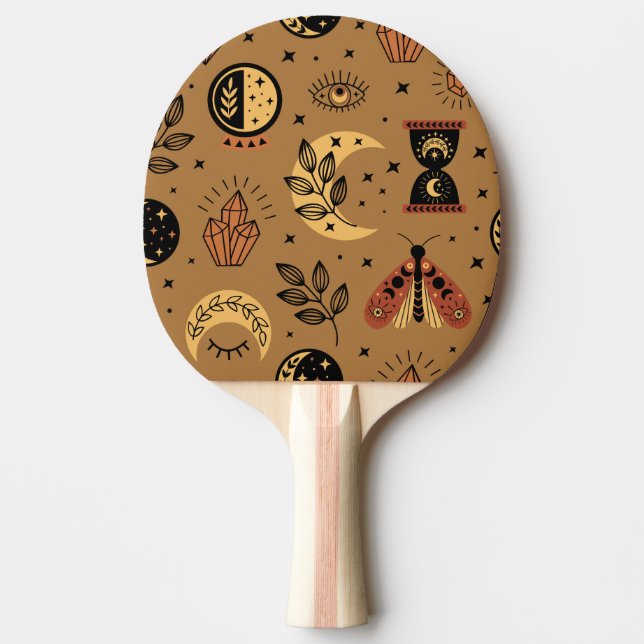 Magical Elements: Enchanting Seamless Pattern Ping Pong Paddle (Front)