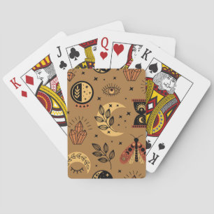 Magical Elements: Enchanting Seamless Pattern Poker Cards