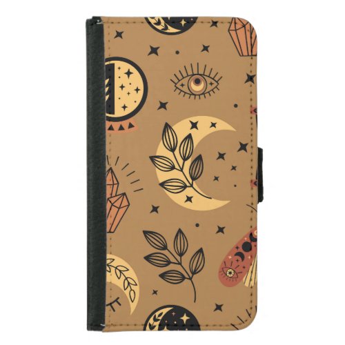 Magical Elements Enchanting Seamless Pattern Samsung Galaxy S5 Wallet Case