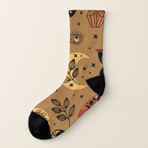 Magical Elements Enchanting Seamless Pattern Socks