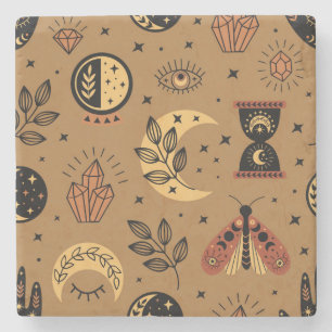 Magical Elements: Enchanting Seamless Pattern Stone Coaster