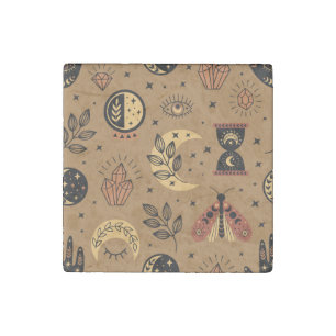 Magical Elements: Enchanting Seamless Pattern Stone Magnet