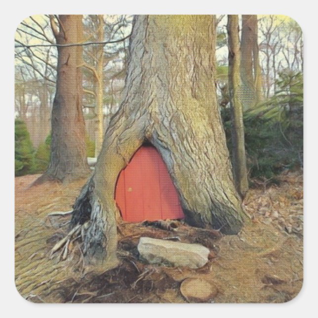 Magical Elf House Square Sticker (Front)