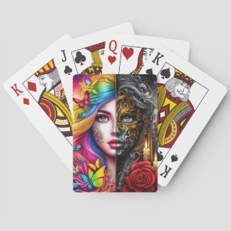 Magical Elven Duality - Day - Night Realms Poker Cards