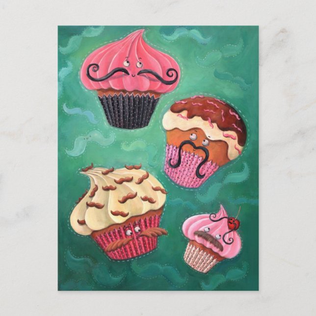 Magical Emporium of Flying Mustached Cupcakes Postcard (Front)