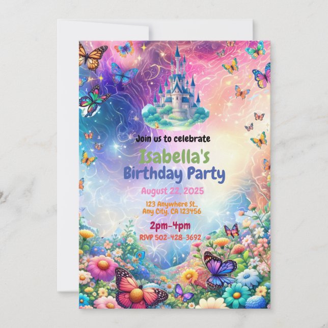 Magical Enchanted Castle Birthday Party Invitation (Front)