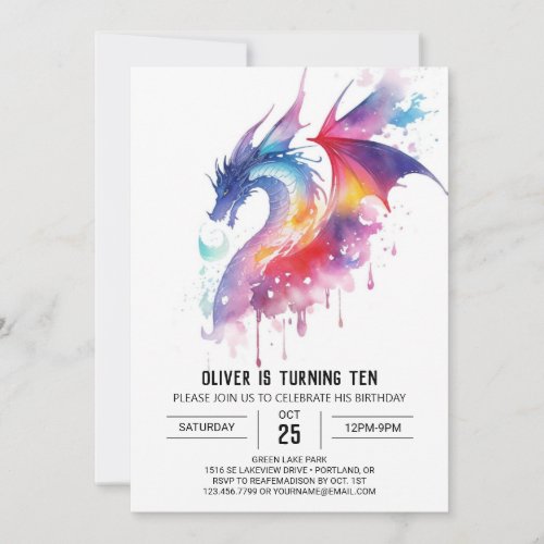 Magical Enchanted Dragon Birthday Invitation