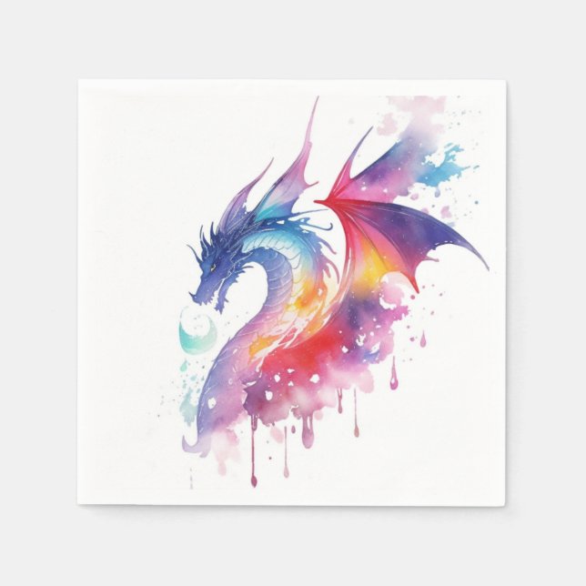 Magical Enchanted Dragon Birthday Napkins (Front)
