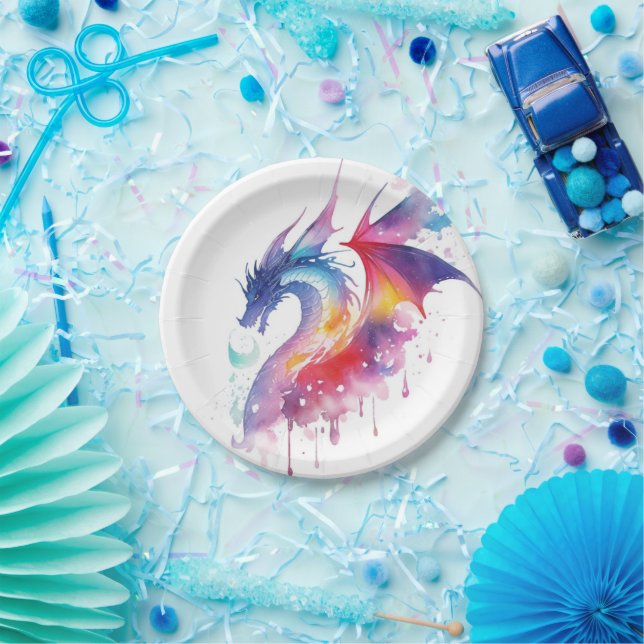 Magical Enchanted Dragon Birthday Paper Plates (Party)