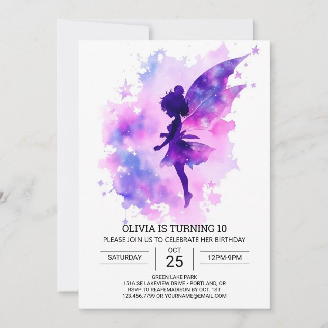 Magical Enchanted Fairy Birthday Invitation (Front)