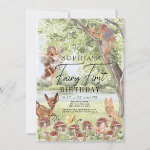 Magical Enchanted Forest Fairy First Birthday Invitation