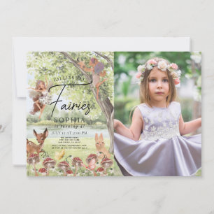 Magical Enchanted Forest Fairy Girl Birthday Photo Invitation