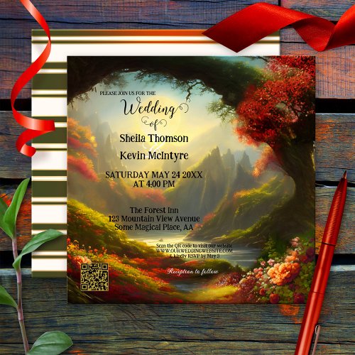 Magical Enchanted Forest QR Code Wedding Invitation