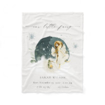 Magical Enchanted Little Garden Fairy Birth Stat Fleece Blanket