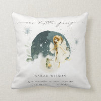 Magical Enchanted Little Garden Fairy Birth Stat Throw Pillow