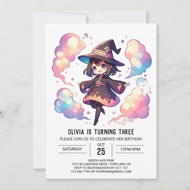 Magical Enchanted Wizard Birthday Invitation (Front)