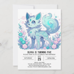 Magical Enchanted Wolf Digital Birthday Invitation