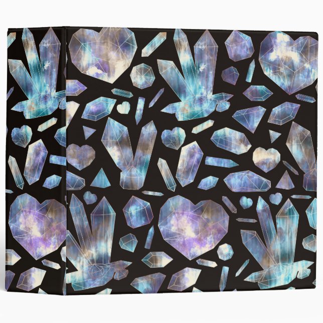 Magical Energy Crystals Rainbow Crystal Rocks 3 Ring Binder (Front/Spine)