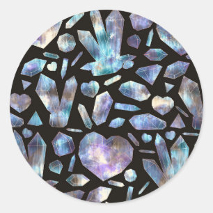 Magical Energy Crystals Rainbow Crystal Rocks Classic Round Sticker