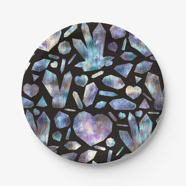 Magical Energy Crystals Rainbow Crystal Rocks Paper Plates (Front)