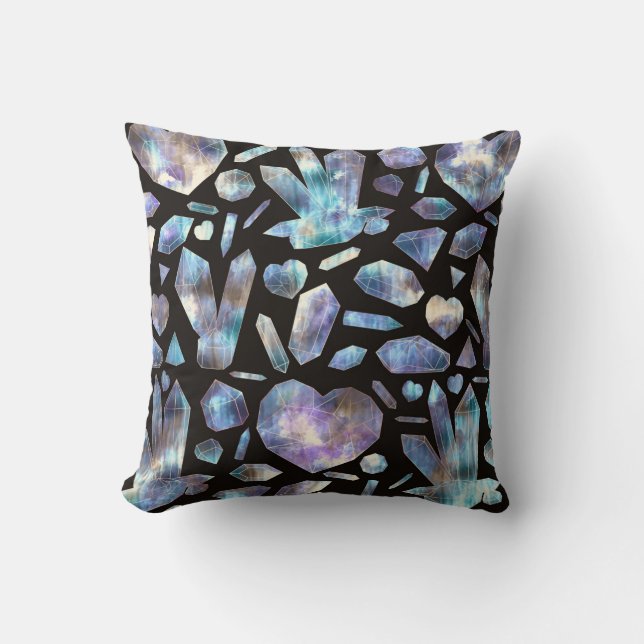 Magical Energy Crystals Rainbow Crystal Rocks Throw Pillow (Front)
