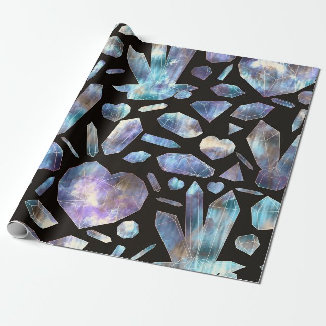 Magical Energy Crystals Rainbow Crystal Rocks Wrapping Paper (Unrolled)