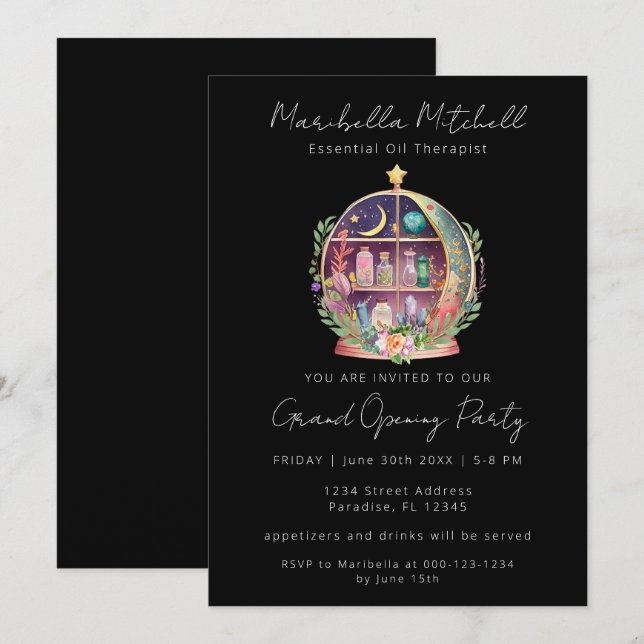 Magical Essential Oils Apothecary Business Event Invitation (Front/Back)