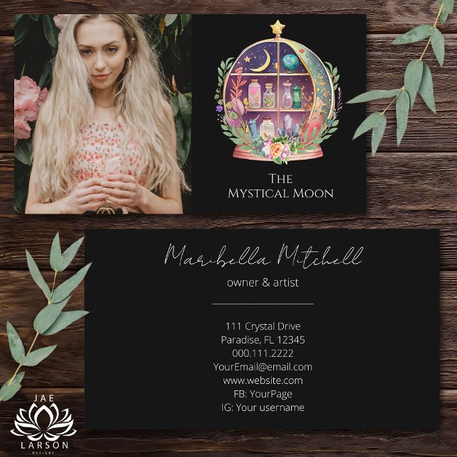Magical Essential Oils Apothecary Yoga Boho Photo Business Card (Creator Uploaded)