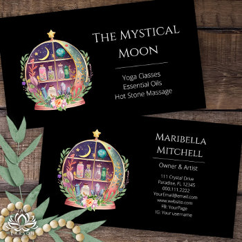 Magical Essential Oils Apothecary Yoga Crystals Business Card by JaeLarsonDesigns at Zazzle