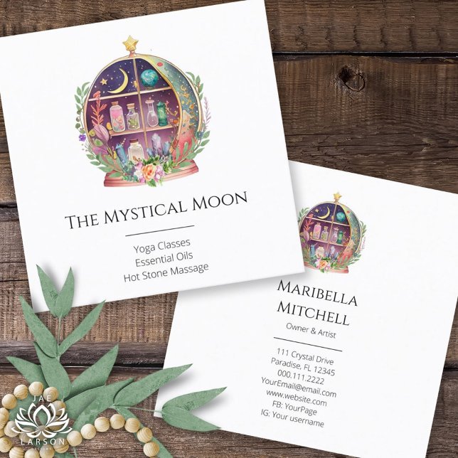 Magical Essential Oils Apothecary Yoga Crystals Square Business Card (Creator Uploaded)