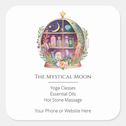 Magical Essential Oils Apothecary Yoga Crystals Square Sticker